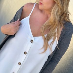 Off White Button Down Cami